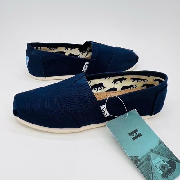 Toms Shoes Alpargata Recycled Cotton Canvas Slip-on Flats Size 6.5 Navy Blue New - Picture 10 of 10